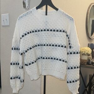 SHEIN White Sweater with Black Stripes